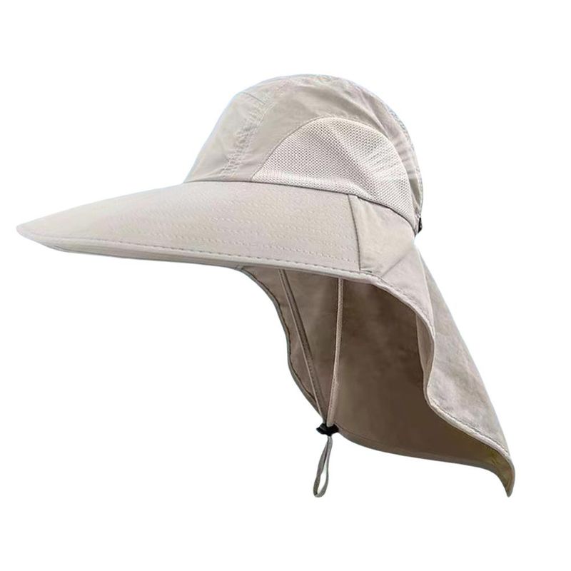 Nuovi arrivi Cappello da pescatore a tesa larga con copricollo da uomo, estivo, traspirante, con visiera protettiva anti UV UPF50_voghion.com