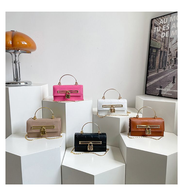 Women's Stylish And Versatile Small Square Shoulder Bag - Crossbody & Handheld For Daily Use, PU Leather With Alligator Texture, Magnetic Closure_voghion.com