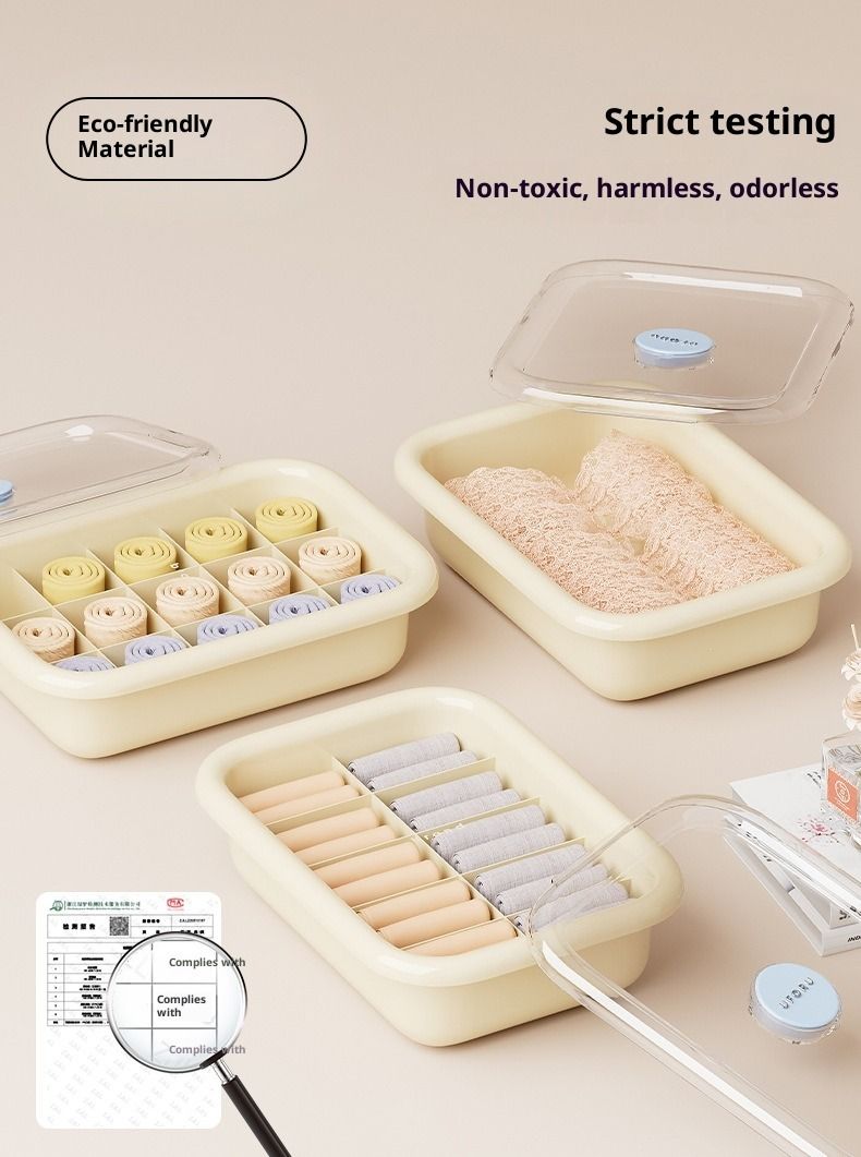 Boîte de rangement pour sous-vêtements Dopamine 3 en 1, armoire avec couvercle, anti-insectes, rangement de chaussettes empilables_voghion.com