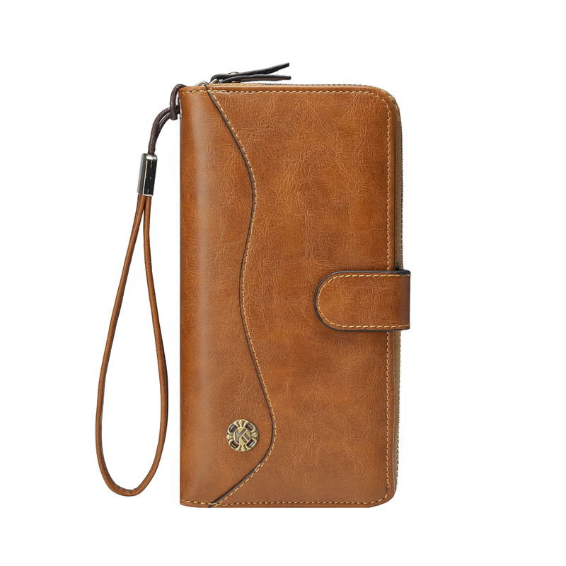 Cartera larga para hombre, bolso de mano multifuncional con hebilla para teléfono, muy popular_voghion.com