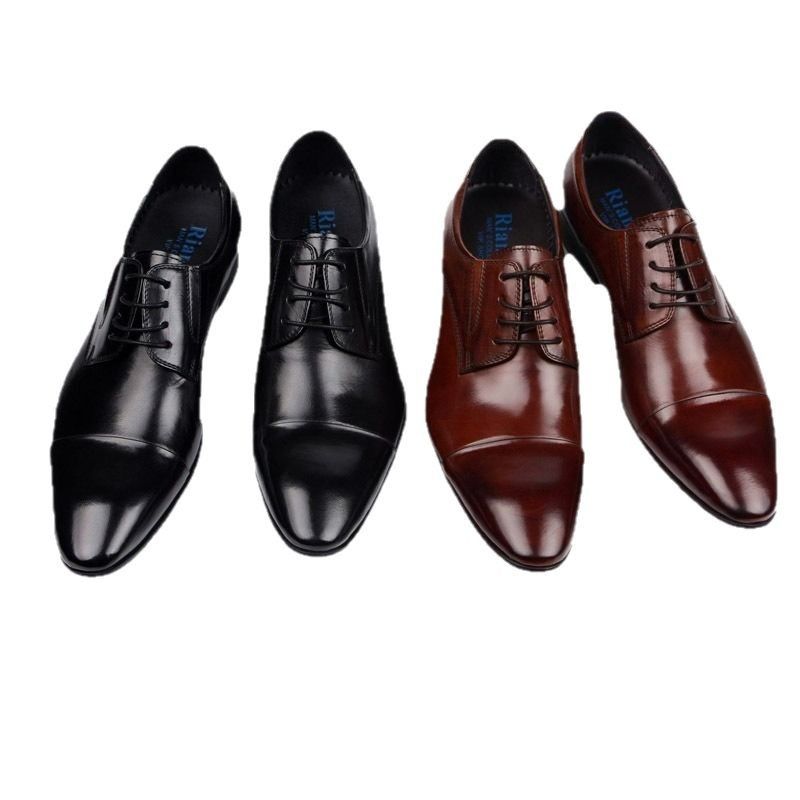 Regal Footwear Spring Summer New Men's British Style Pointed Toe Business Formal Casual Leather European Brogue Lace-up Groom Shoes_voghion.com