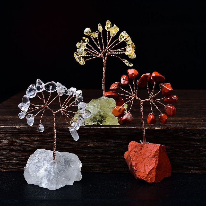 Hand-woven Amethyst Base Of Life Creative Ornament Colorful Crystal Raw Stone Gravel Money Tree Wholesale_voghion.com