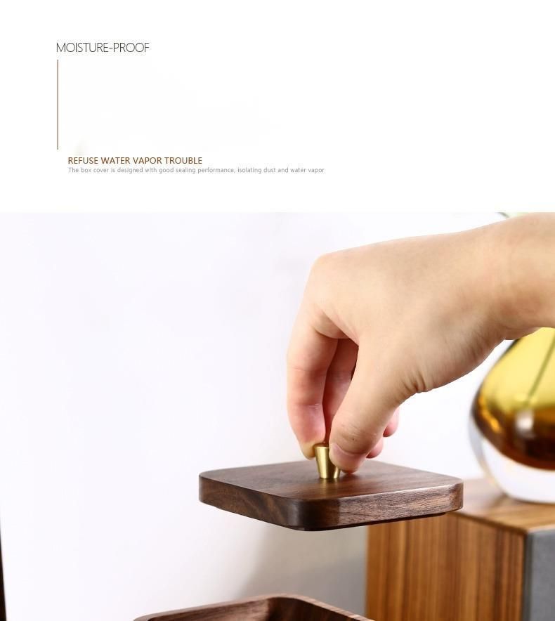 Boîte à fil dentaire en bois massif, boîte de rangement pour cure-dents en bois de noyer noir de style chinois avec couvercle, pour usage domestique_voghion.com