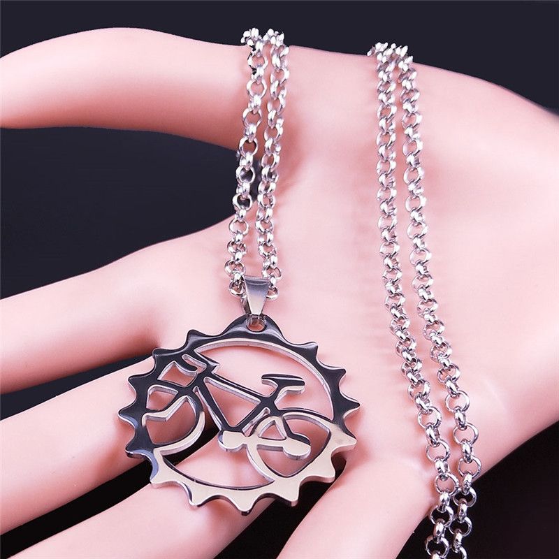 Moda Rowerowy Stalowy Wisiorek Naszyjnik dla Mężczyzn Kobiety Rower Cycg Łańcuch Opona Choker Naszyjnik Biżuteria pingente bicicleta_voghion.com