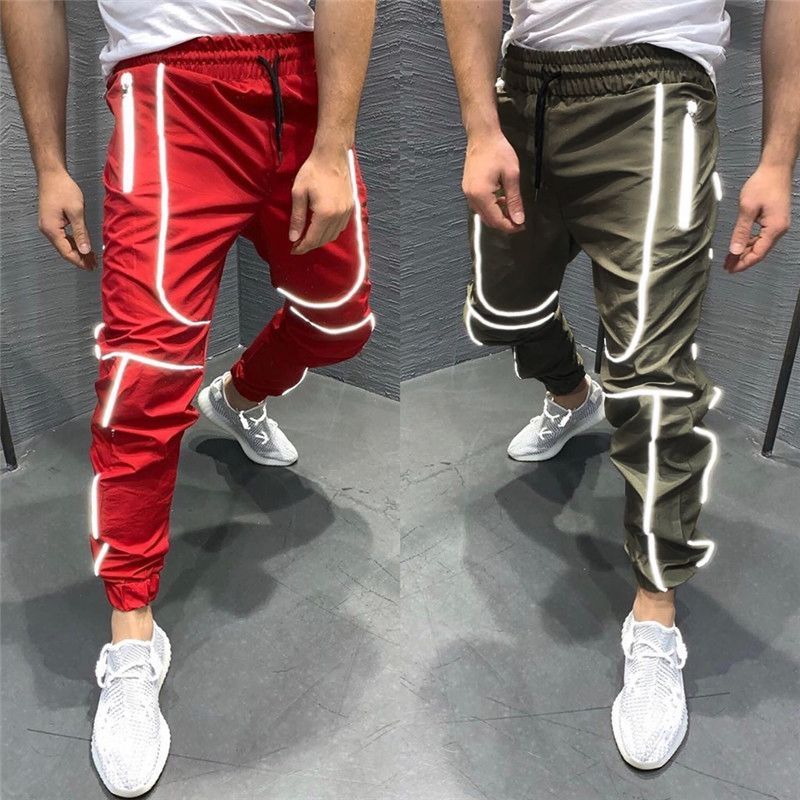 Luminous| Men's Reflective Joggers - Muscle Fit Gym Pants With Light Stripe | Quick-Dry Breathable Running Trousers | Basketball Training Sweatpants_voghion.com