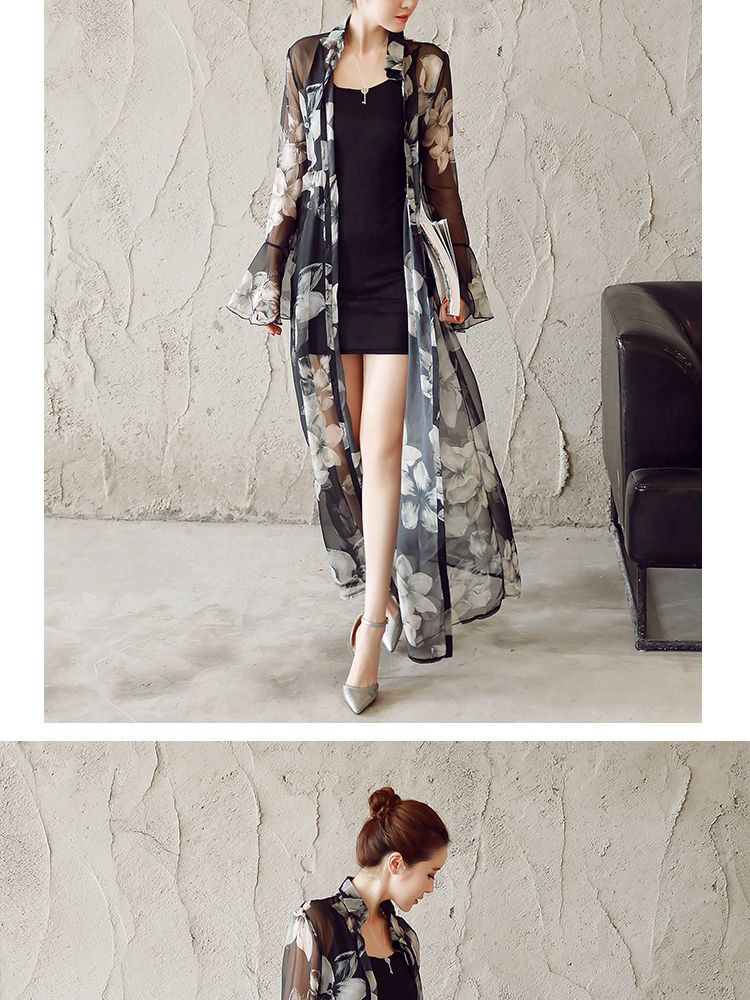 Dünner Sonnenschutz aus Chiffon am Meer, langärmelige Strickjacke mit äußerem Match_voghion.com