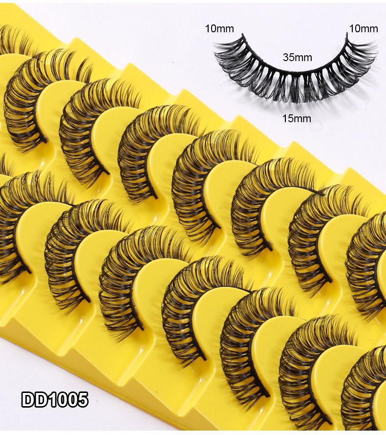 New 10 Pairs Of Boxed False Eyelashes Natural Soft Thick Eyelashes Artificial Chemical Fiber Eyelashes_voghion.com