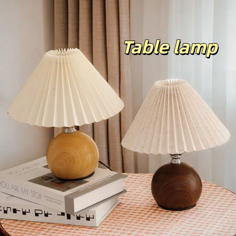 Desk INS Style High Appearance Pleated Lamp Nordic Girl Internet Celebrity Bedroom Simple Bedside Nursing Night Light_voghion.com