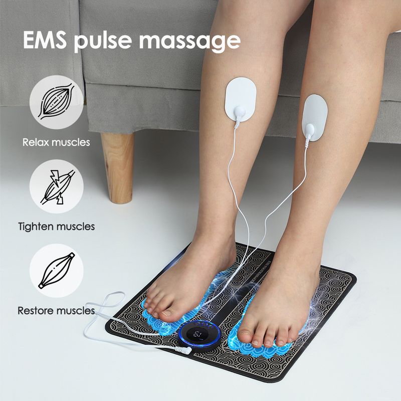 Almofada de massagem multifuncional para os pés, massageador para terapia dos pés, microcorrente de pulso, massageador de pontos de acupuntura de baixa frequência_voghion.com