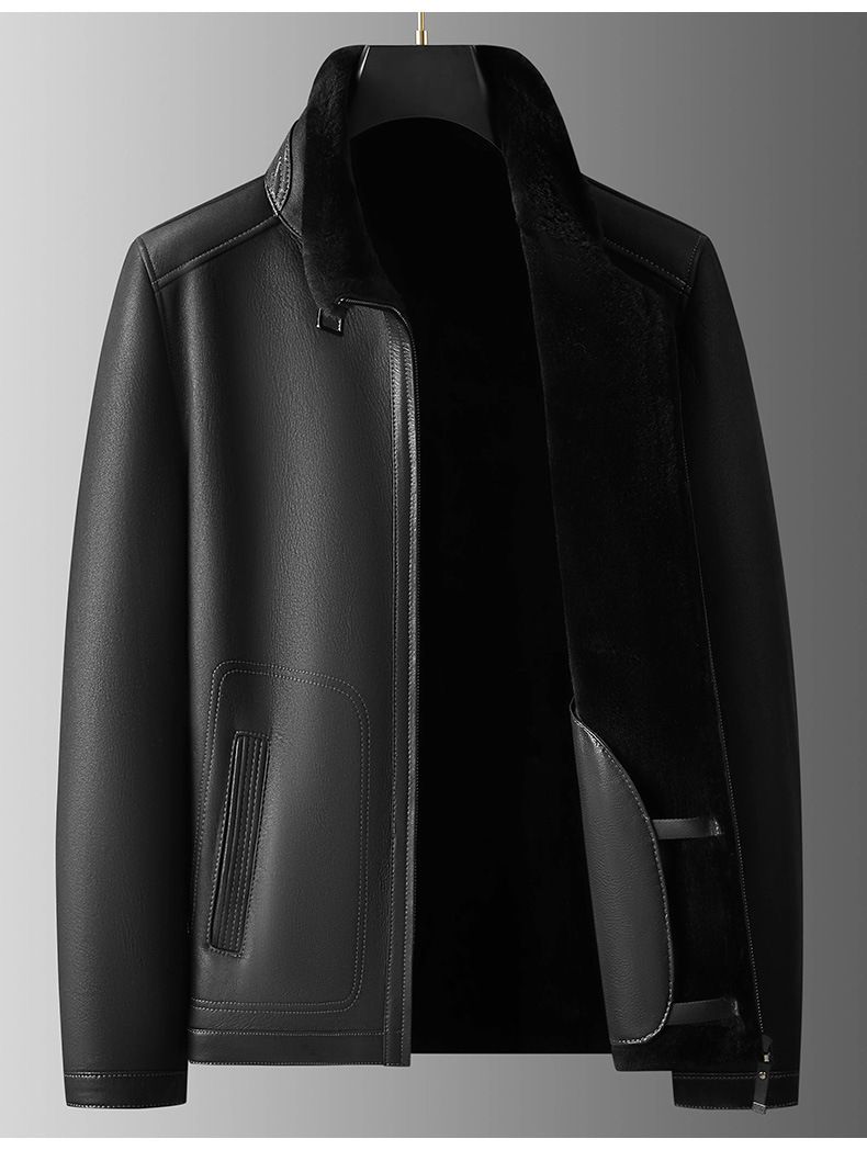 Genuine Shearling Leather Jacket – Men's Winter Coat With Raw Wool Lining (170-195, Black/Gray)_voghion.com