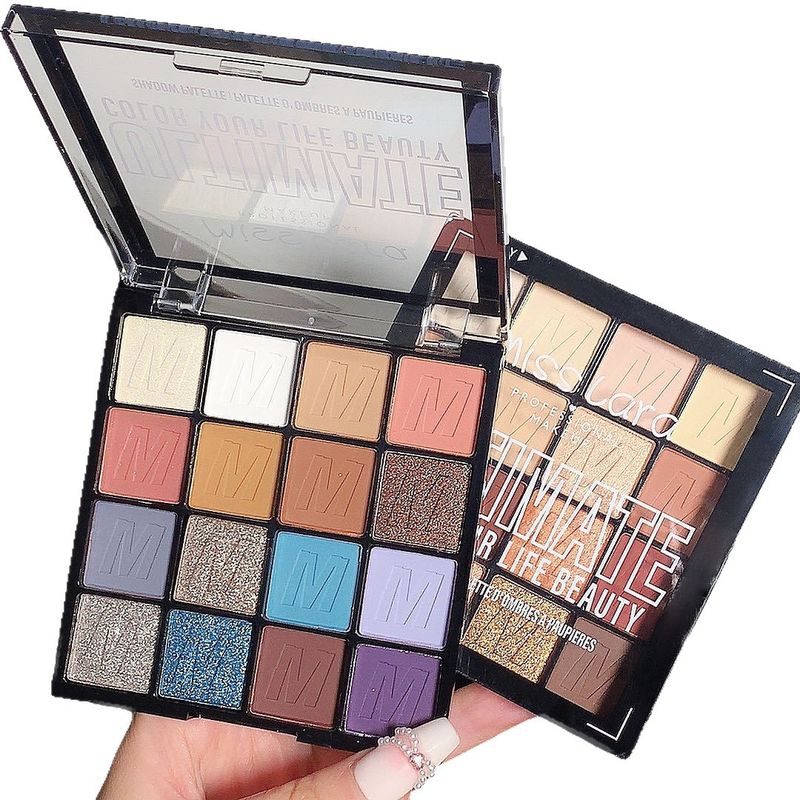 Palette di 16 ombretti arcobaleno perlato trucco quotidiano trucco estivo impermeabile Earth Color trucco cosmetici_voghion.com