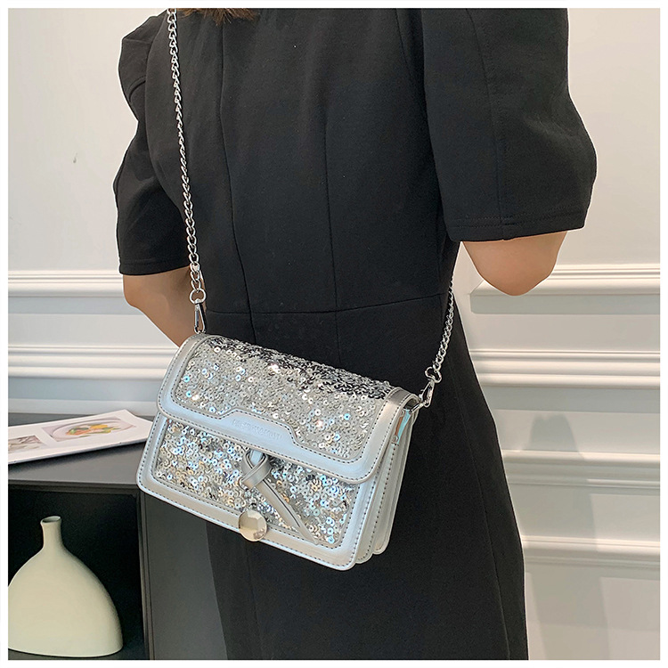 Bag High-end Exquisite Sequin Small Square Bag Female 2023 New Fashion Niche design net red chain Messenger bag_voghion.com