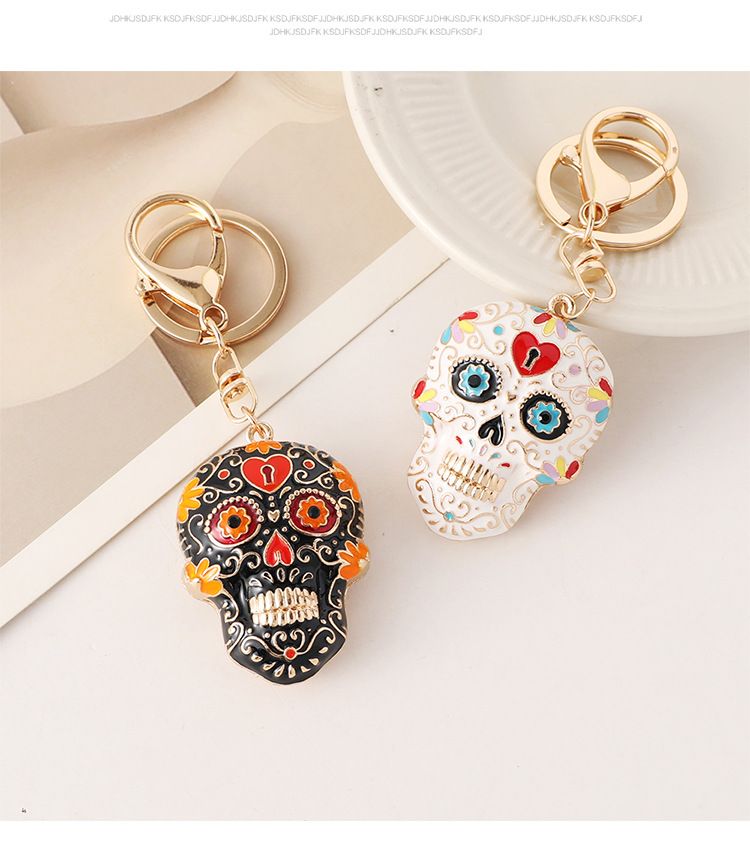 Novo chaveiro de esmalte colorido com caveira e mandala, bolsa de Halloween, pingente do Dia dos Mortos, pequeno presente_voghion.com
