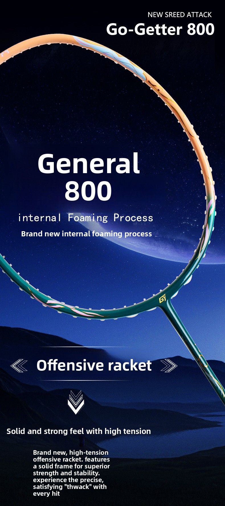 Guangyu Dry Warrior Adult Competition Grade Special Lightweight 5U Inner Foam Solid Core Full Carbon Badminton Racket_voghion.com