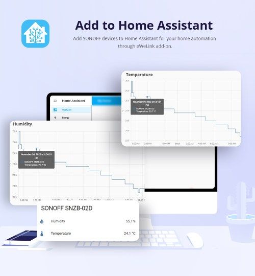 Capteur d'humidité et de température intelligent Zigbee SONOFF SNZB-02D avec écran LCD, fonctionne avec l'application eWek, pour Alexa Google Home Assistant_voghion.com