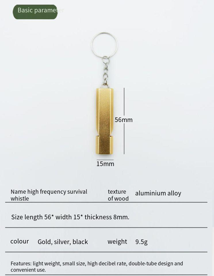 Emergency self rescue treble high frequency aluminum survival whistle Double hole high frequency outdoor survival whistle survival whistle_voghion.com