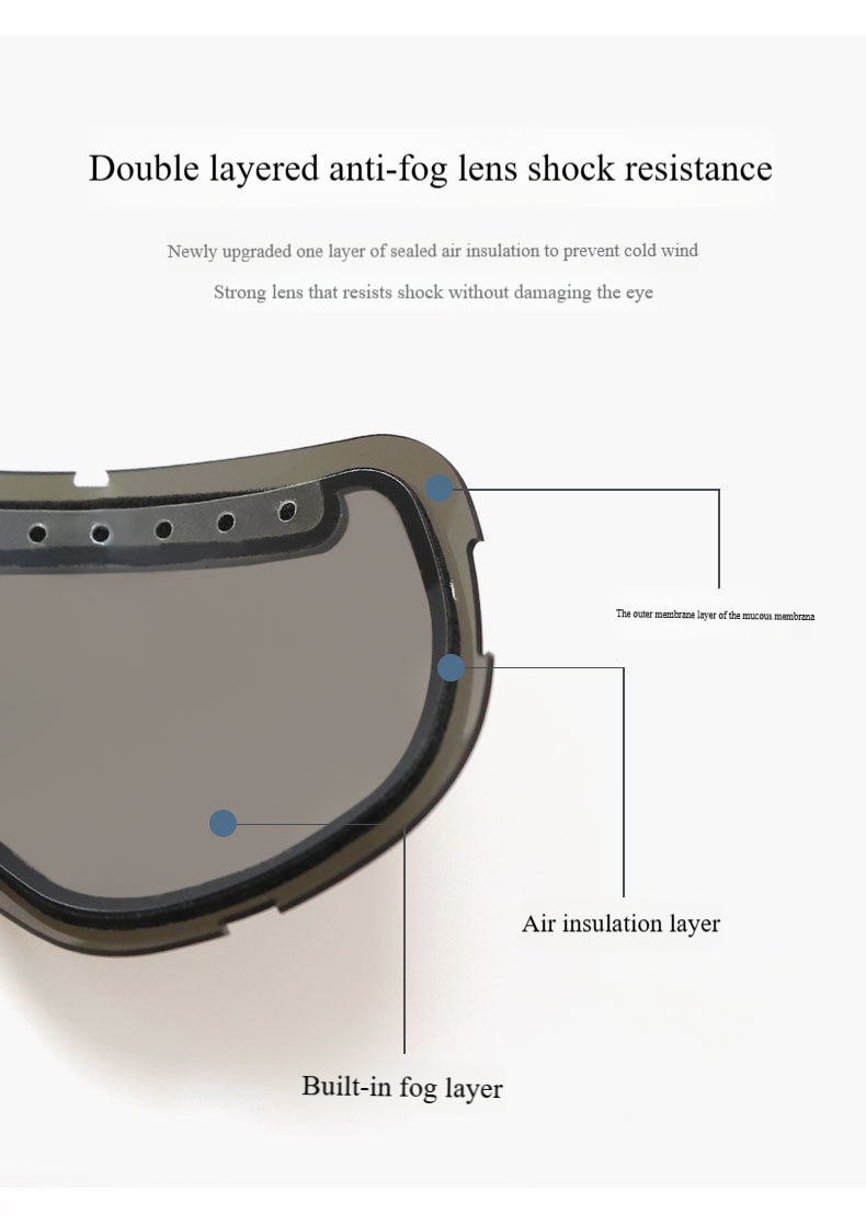 Ochelari de schi unisex pentru copii, cu dublu strat anti-aburire, sferici, pentru vârste între 6 și 14 ani_voghion.com