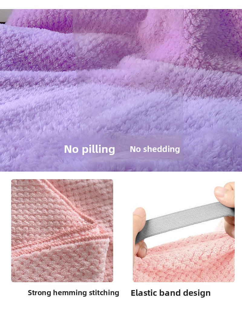 Asciugamano per capelli in pile di corallo di alta qualità – Ultra assorbente, extra spesso e grande (63x105 cm) per un'asciugatura rapida – Grigio, marrone, rosa, blu, viola_voghion.com