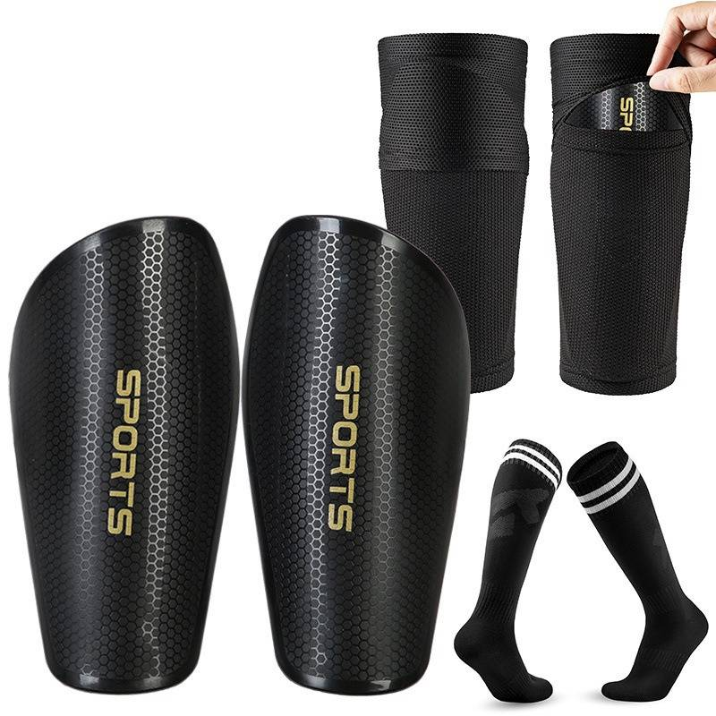 Parastinchi e calzini da calcio, set da tre pezzi per bambini, parastinchi, ginocchiere e protezioni per le gambe, attrezzatura sportiva e dispositivi di protezione_voghion.com
