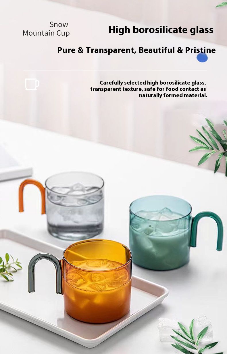 Modern Minimalist Flat Borosilicate Glass Cup, 300ml Heat-Resistant Drinking Glass For Coffee, Tea & Water, Handmade Clear & Colored Options_voghion.com