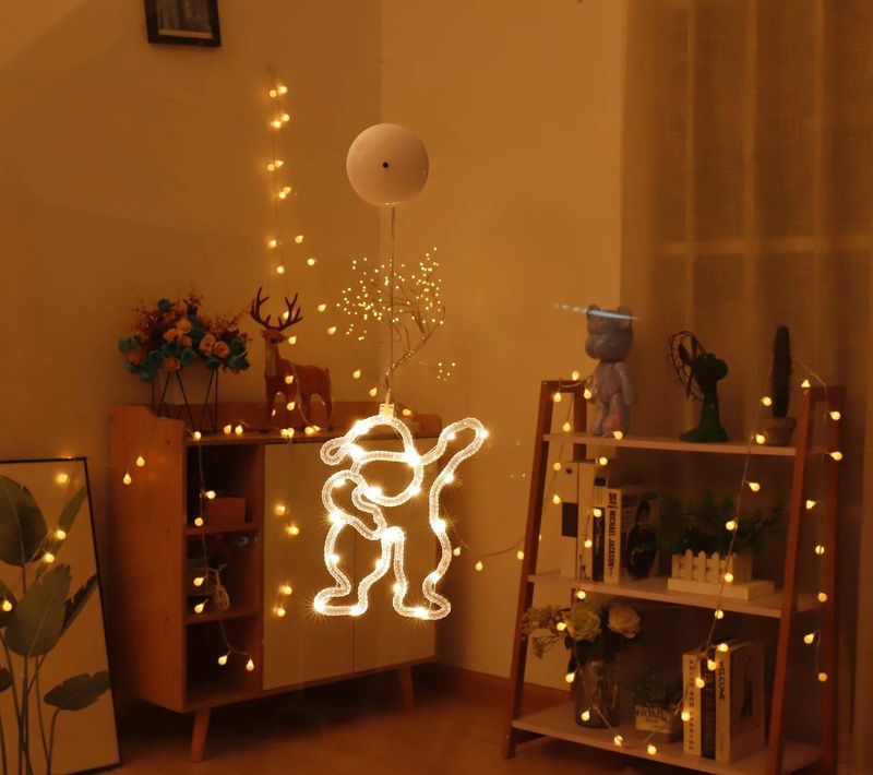 Luces LED navideñas con ventosa para ventana: decoración festiva con 8 diseños encantadores_voghion.com