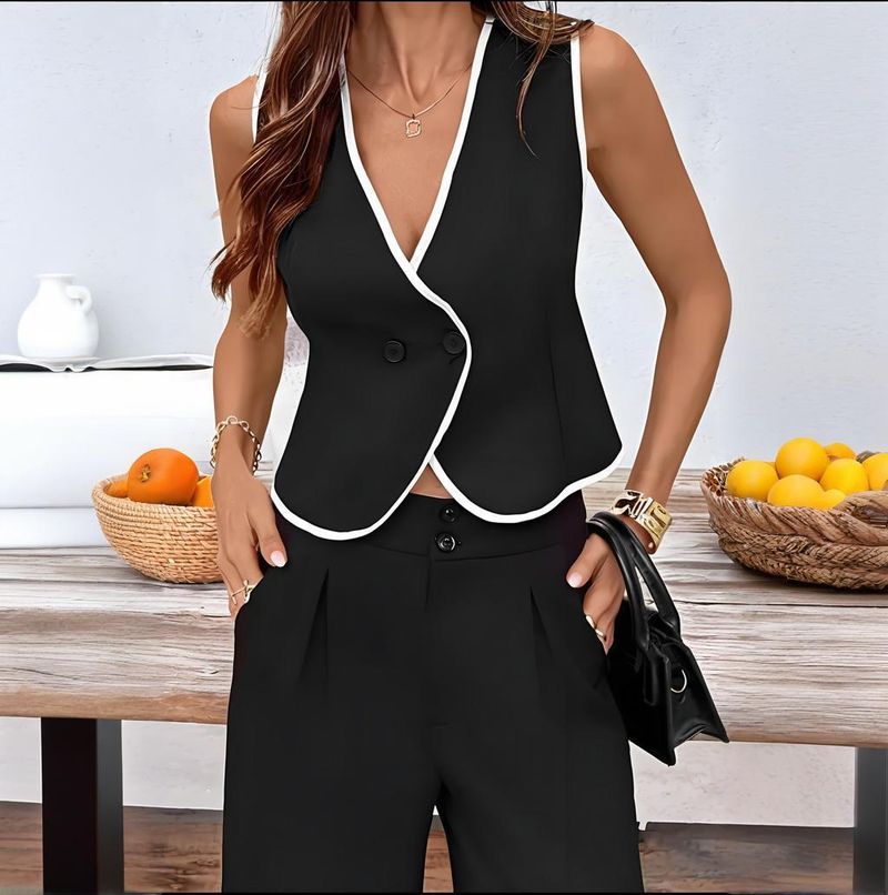 Gilet sans manches de couleur unie pour femme, nouveau tempérament_voghion.com