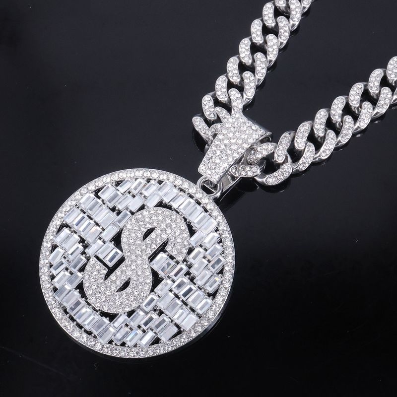 Gioielli unisex Hip Hop, nuovi pendenti rotondi da un dollaro USA, di alta qualità, hip hop alla moda, rap, da uomo, con catena cubana_voghion.com