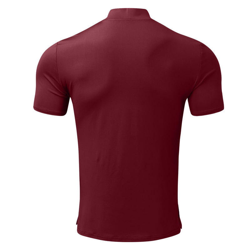 2023 herbst und Winter Hohe Kragen Kurzarm T-shirt männer Unterlage Einfarbig Top_voghion.com