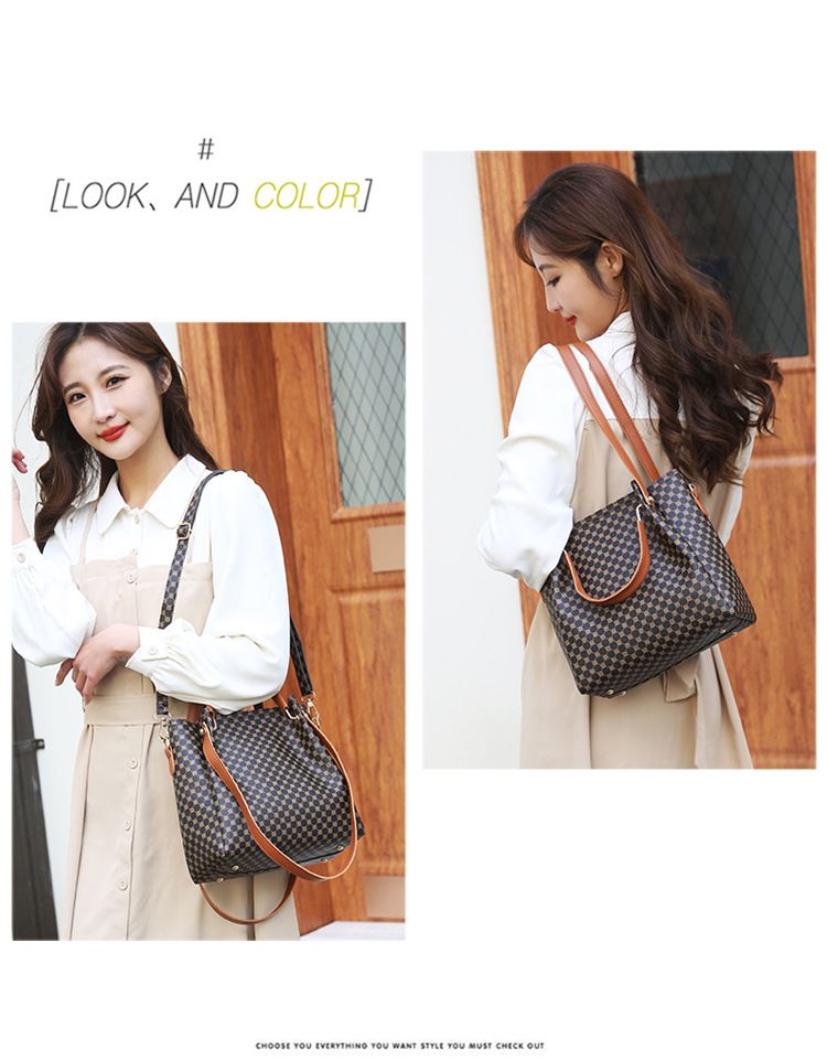 Damentaschen Retro One-Shoulder-Handtasche Vierteiliges Set Mutter-Kind-Tasche Bedruckte Umhängetasche für Damen_voghion.com