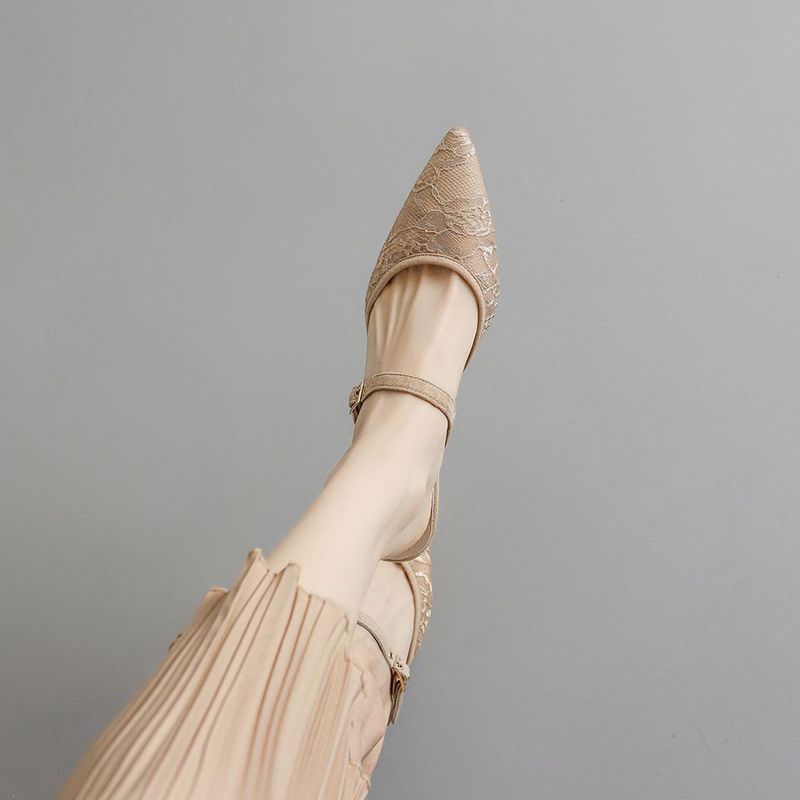 Stilvolle und sexy Mesh-umwickelte Halbschuhe für Frauen, schmale Absätze mit spitzen Zehen, High Heels, faule Menschen tragen Hausschuhe für die_voghion.com