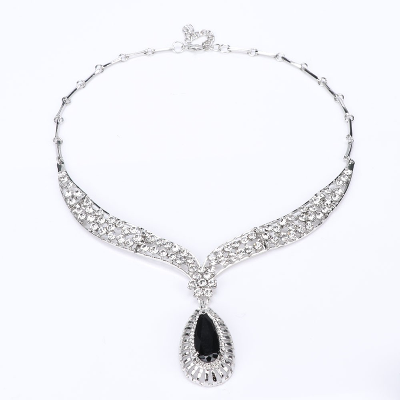 Damen Moud Braut Party Feierdag Bijouen Set Halskette Ouerréng Bracelet Ring Kristall Strass Edelsteen Party Bijouen Sets_voghion.com