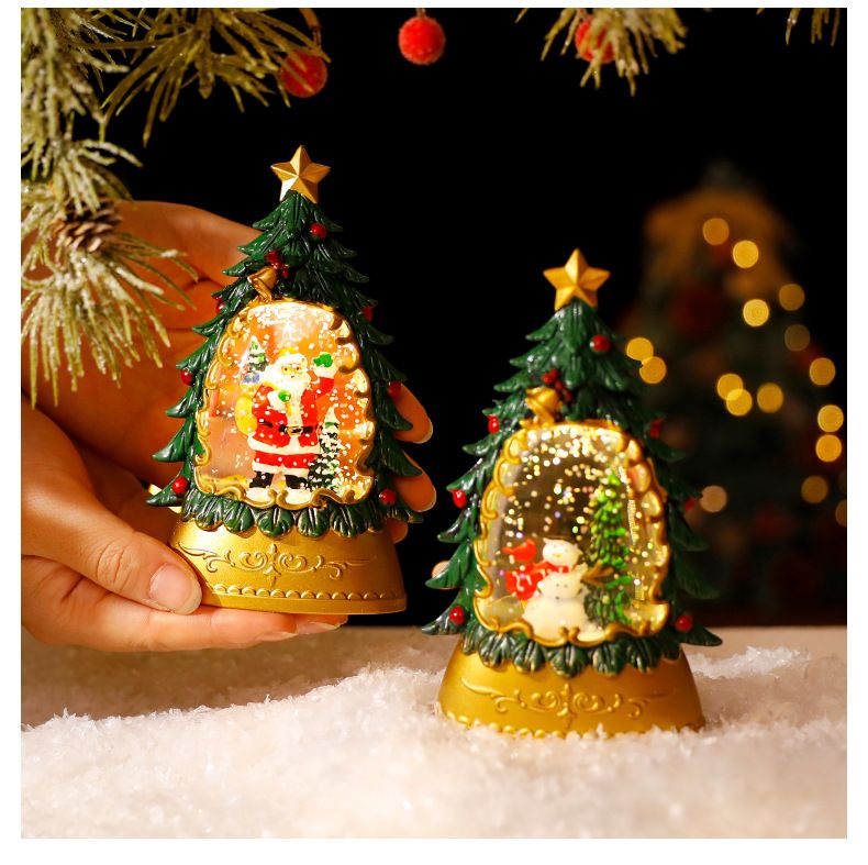 Festliche, mit Wasser gefüllte LED-Weihnachtskerzen – Laternen mit Schneemann-, Weihnachtsmann- und Baummotiven, batteriebetrieben, flammenlose Dekoration_voghion.com