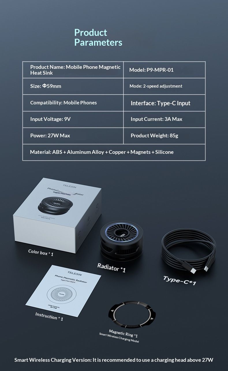 Digitex TELESIN New Product Mobile Phone Wireless Charging Cooler Semiconductor Magnetic Cooling Live Streaming Artifact_voghion.com