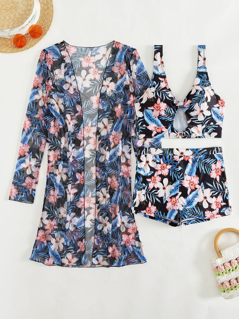 Women's Clothing Sexy multicolor print three-piece bikini for women_voghion.com