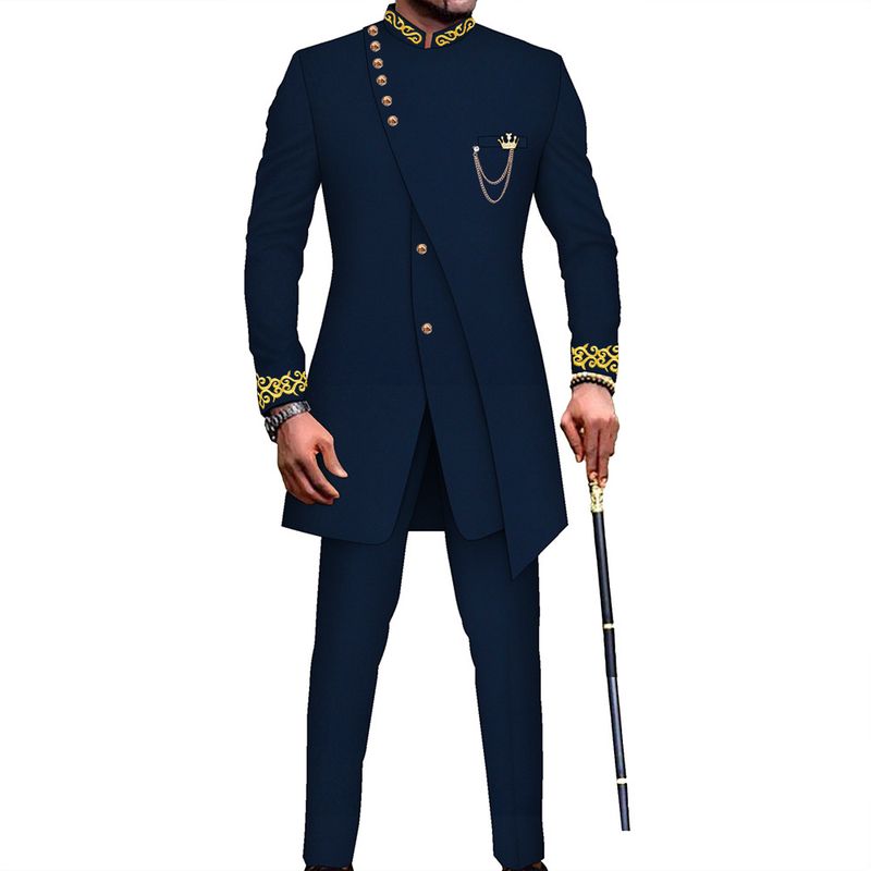 ForMen Dropshipping African Slim Fit Zweiteiliges Set Retro Mittellanger Herrenanzug Grenzüberschreitend_voghion.com