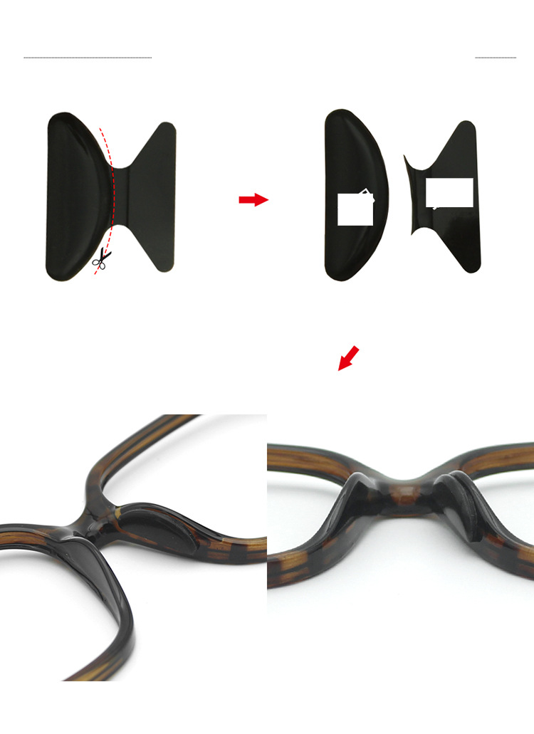 Unisex Adhesive nose pad plate glasses non-slip soft silicone D-shaped nose pad sunglasses heightening nose pad_voghion.com