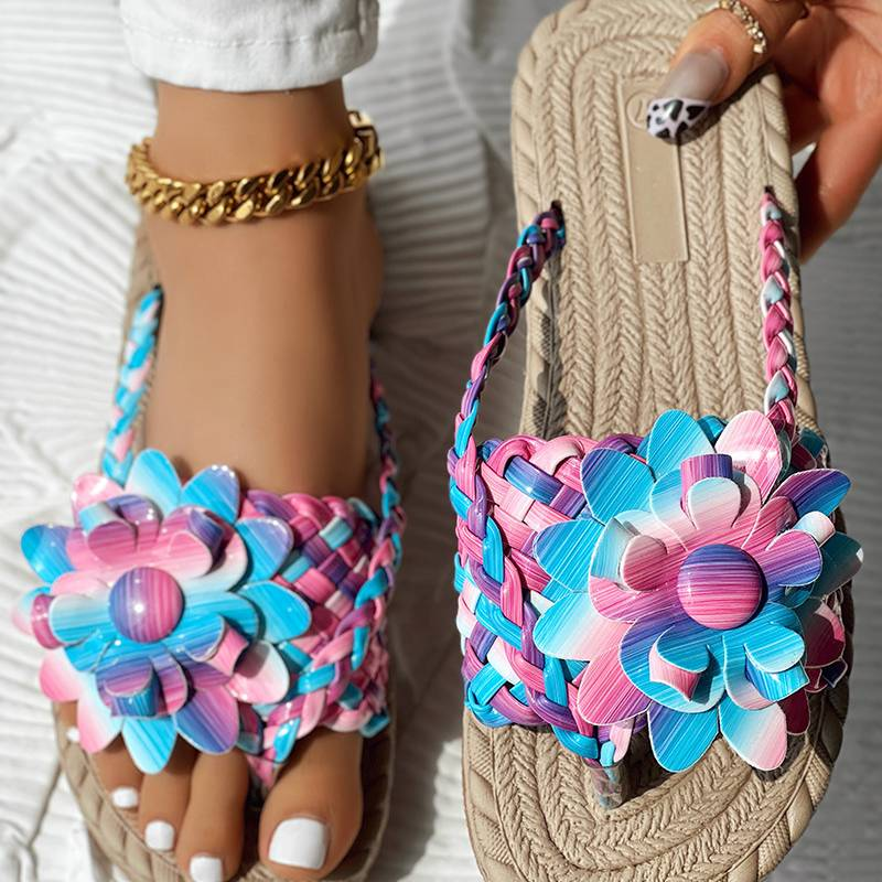 Women's Shoes popular braided strap flip flop sandals_voghion.com