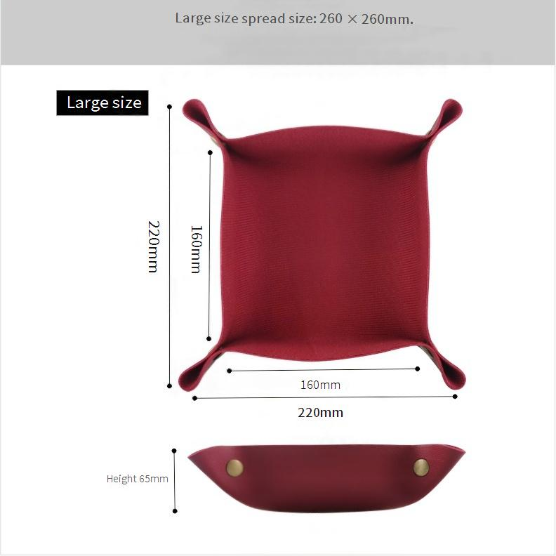 Semplice contenitore creativo in pelle, vassoio portaoggetti da scrivania, vassoio portaoggetti in pelle PU con quattro angoli, vassoio portaoggetti per la casa_voghion.com