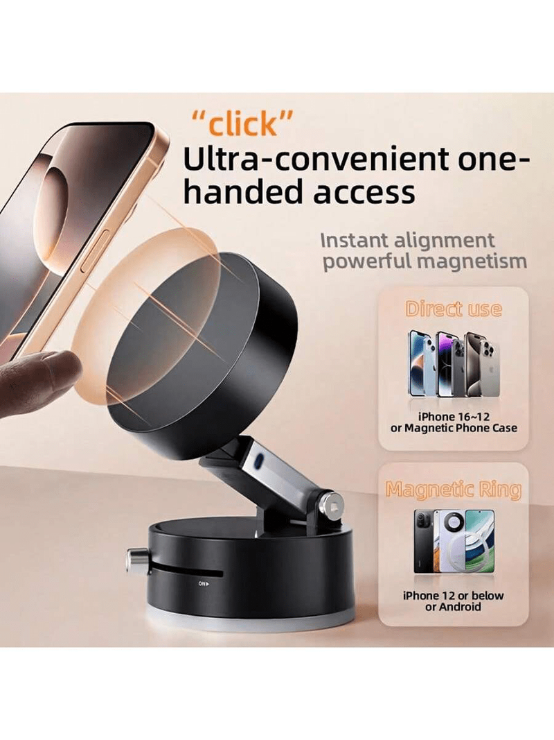 Support magnétique à ventouse pour téléphone portable à double usage, pliable et facile à installer, idéal pour regarder des films ou des séries._voghion.com