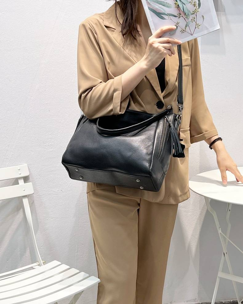 Genuine Leather Minimalist Tote Bag, Women's Bag, Large Capacity Crossbody Bag, Top Layer Cowhide, 2012_voghion.com