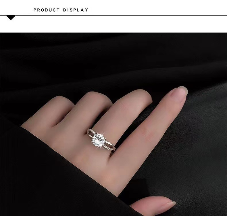 2 Carat Ring Ring Female Niche Design Fashion Personality Light Luxury Net Red Live Broadcast Moissanite Open Temperament_voghion.com