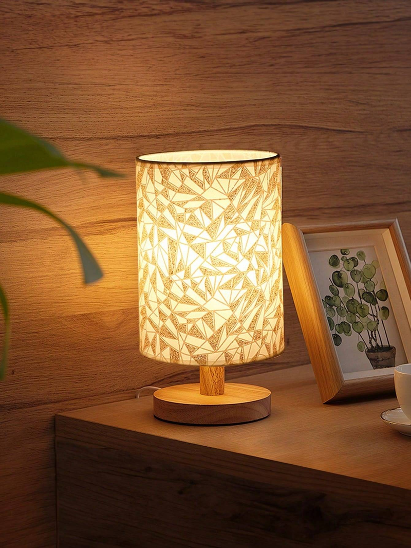 1pc Modern Nordic Wooden Frame Linen Desk Lamp Light In The Bedroom Warm Led Lamp Usb Power Supply Creative Bedside Lamp For Bedroom Living Room_voghion.com
