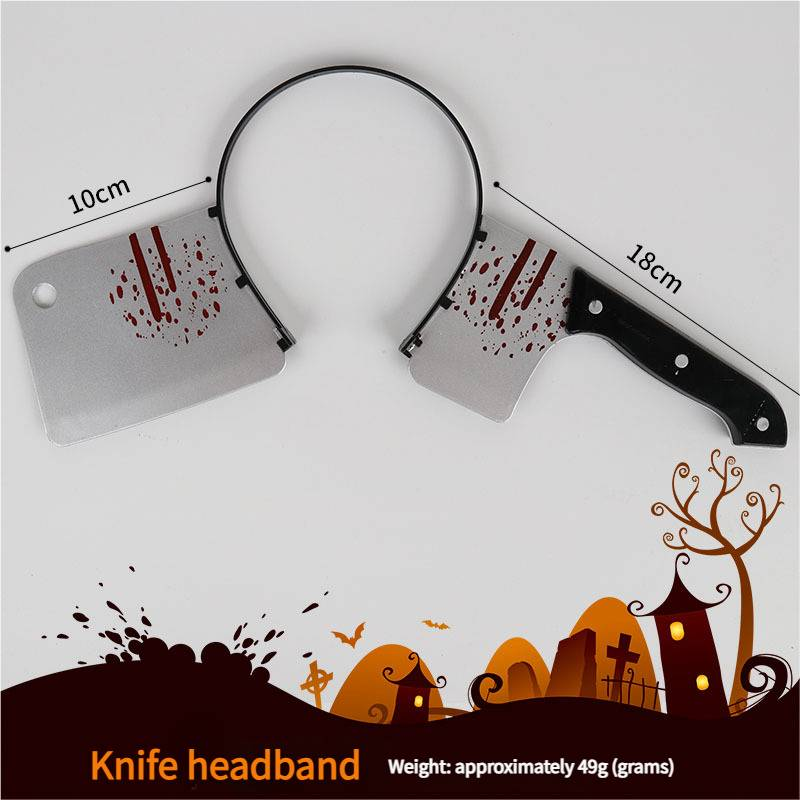 Halloween Divertente Fascia Copricapo Trucco Accessori Piercing alla testa Simulazione Coltello da cucina Forbici Chiave inglese Sega Ascia Martello_voghion.com