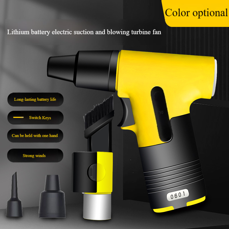 13W RPM Turbo Handheld Fan With Rechargeable Battery - Powerful Portable Blower For Camping, Outdoor & Home Use (Grey/Orange/Yellow/Green)_voghion.com