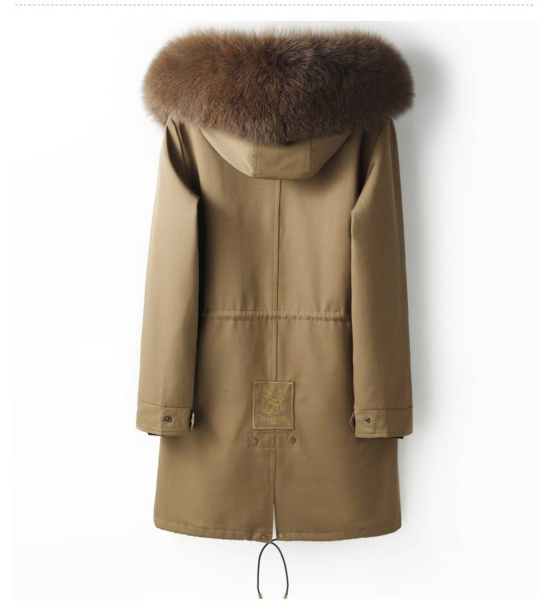 Parka de piel de zorro desmontable para hombre: abrigo de invierno con capucha y forro extraíble (M-6XL, corte entallado, cortavientos, cierre de cremallera)_voghion.com