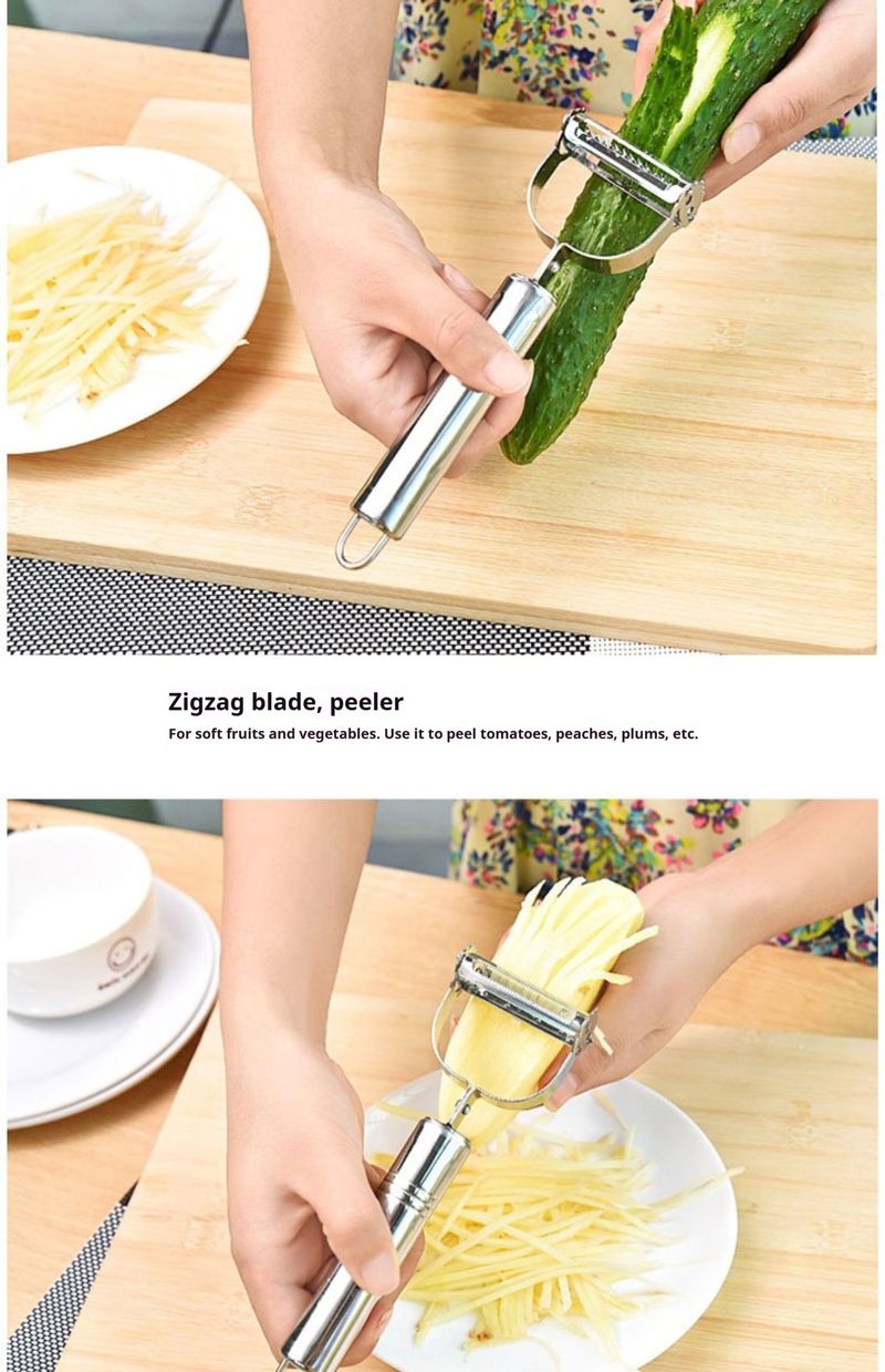Stainless Steel 2-in-1 Vegetable Grater & Peeler – Compact Handheld Tool For Potato, Carrot, Cucumber (Non-Slip Grip)_voghion.com