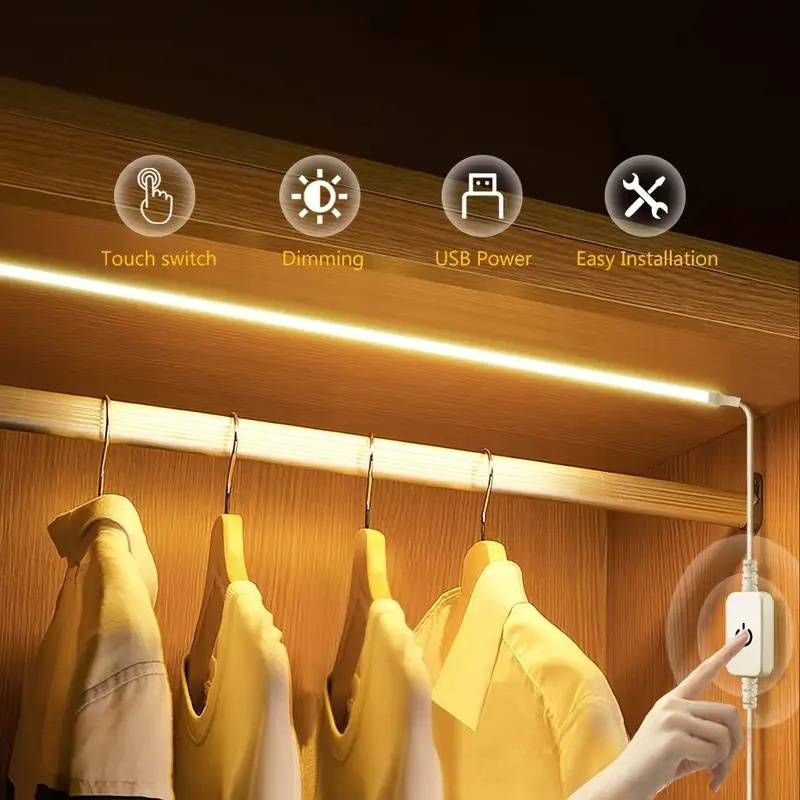 5V USB COB LED Strip Light With Touch Control, 252 LEDs/Meter, Adjustable Brightness For TV Backlight, Living Room & Bedroom Decoration_voghion.com