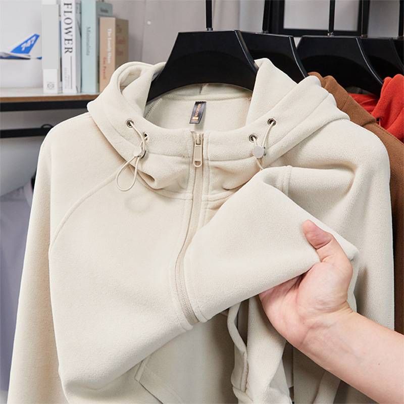 Herrenbekleidung Fleecejacke Herbst- und Winterfleecejacke mit Kapuze, warmer Winterpullovermantel, locker sitzendes Freizeit-Sweatshirt für Teenager und Erwachsene_voghion.com