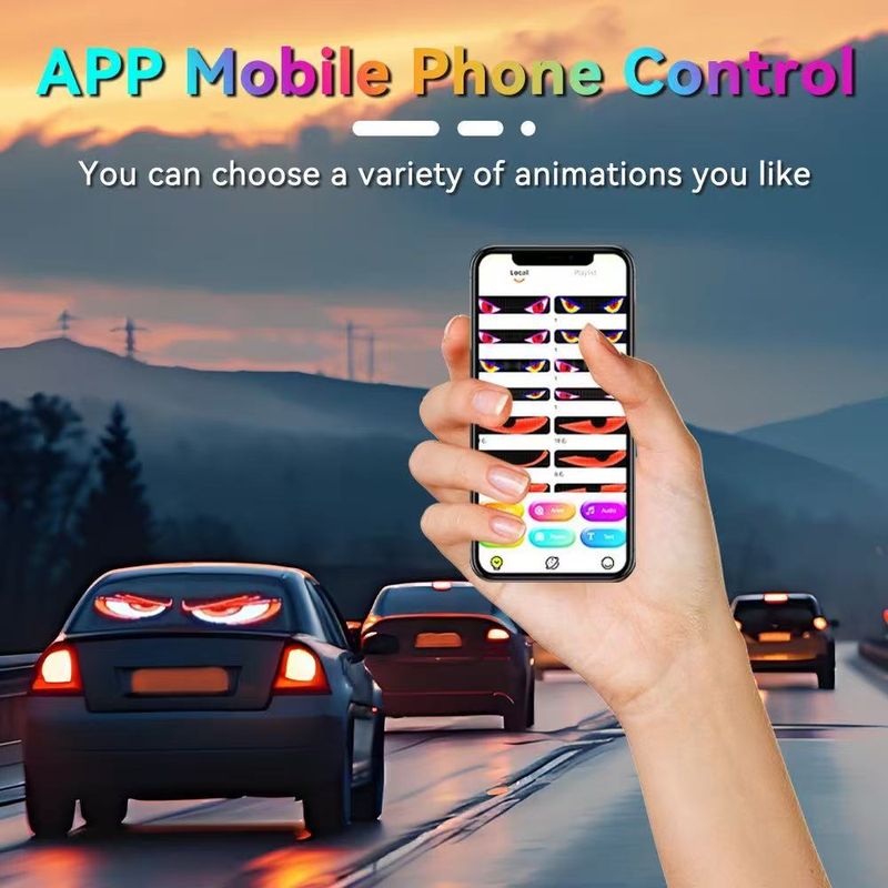 Écran publicitaire flexible lumineux LED dynamique Bluetooth pour camions et voitures Devil S Soft Car Truck Eye Light_voghion.com