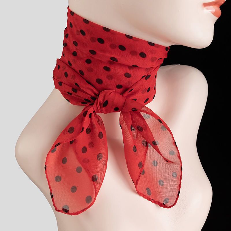 Moda chiffon per donna femminile retrò temperamento quadrato sciarpa multicolore pois fazzoletto da collo_voghion.com